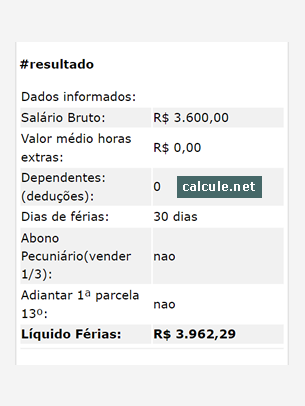 Veja o resultado com o líquido de férias Veja o resultado com o líquido de férias