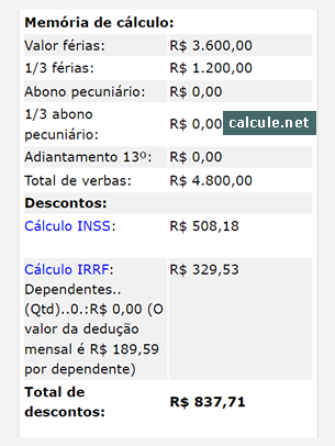 Veja a memória de cálculo Veja a memória de cálculo