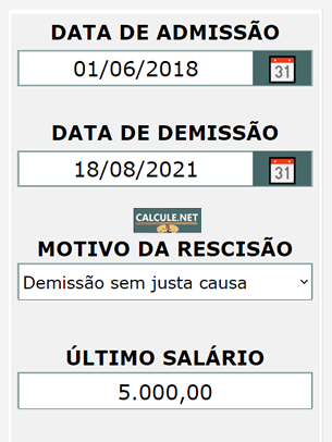 Preencha os campos de admissão à último salário Preencha os campos de admissão à último salário