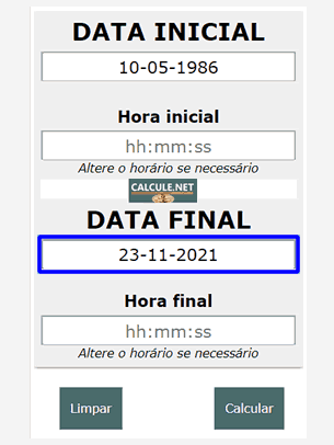 Digite a data final