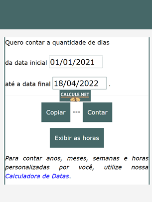 Calculadora de dias entre datas [Cálculo calendário] 