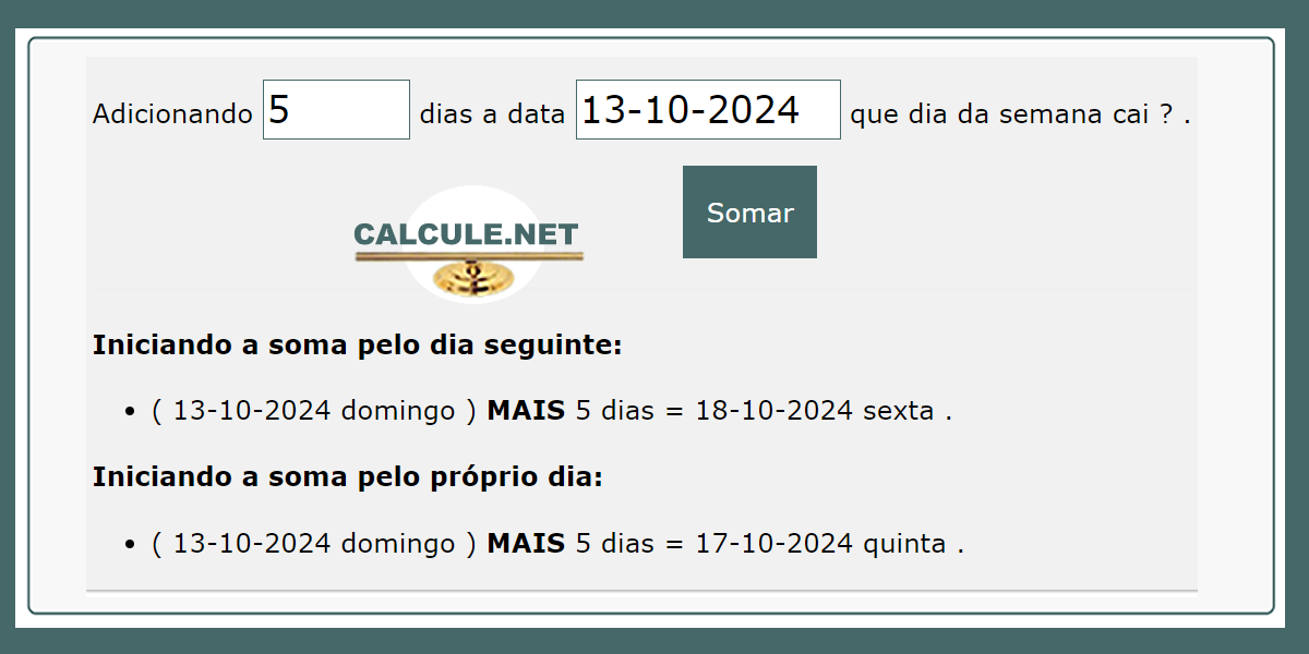 Somar dias em datas Somar dias em datas