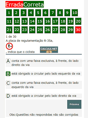 Visualize o gabarito na segunda tabela