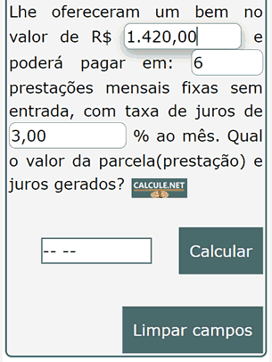 Clique em Calcular