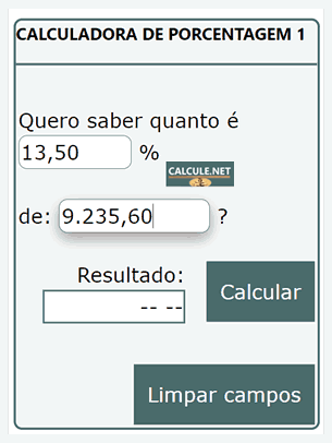 Preencha o primeiro campo da Calculadora de porcentagem