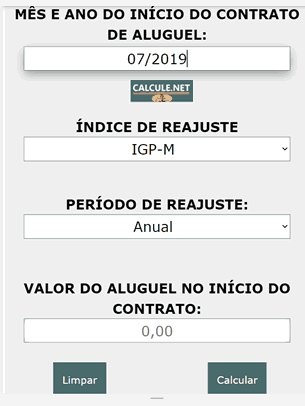 Digite o mês e o ano do início do contrato de aluguel