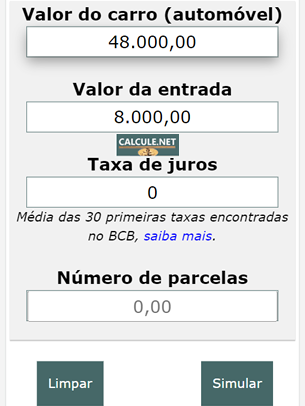 Insira o valor do veículo financiado e o valor que vai dar de entrada Insira o valor do veículo financiado e o valor que vai dar de entrada