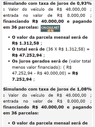 Role a página para baixo e visualize mais 30 simulações com as 30 primeiras taxas de juros para veículos pesquisadas no Banco Central do Brasil (BCB)