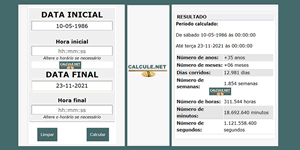 Calculadora de datas para contar dias entre datas, contador