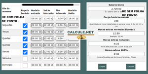 Calculadora de horas extras