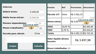 Calculadora de décimo terceiro, calcule online | Calcule.net