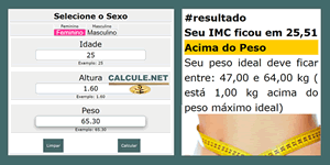 Calcular IMC e peso ideal - Calcule.net