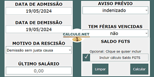 Calculadora de rescisão trabalhista CLT | Calcule.net
