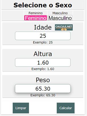 Digite a idade, altura e o peso Digite a idade, altura e o peso