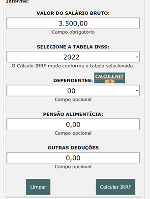Digite o valor do salário bruto, o INSS é descontado automaticamente Digite o valor do salário bruto, o INSS é descontado automaticamente