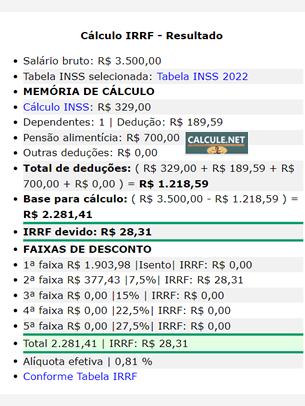 Pronto, Cálculo IRRF concluído, veja o resultado Pronto, Cálculo IRRF concluído, veja o resultado