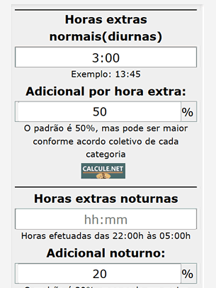 Horas extras normais e adicional de hora extra
