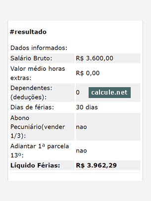 Veja o resultado com o líquido de férias