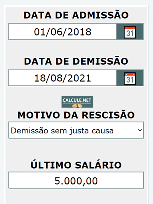 Preencha os campos de admissão à último salário