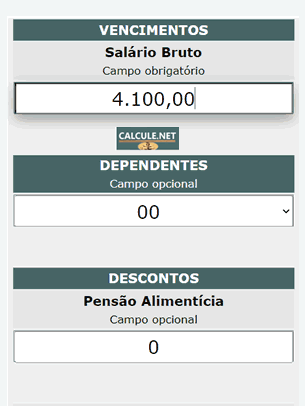 Digite o valor do salário bruto, a Calculadora de Salário Líquido faz o descontos oficiais INSS e IRRF automaticamente.