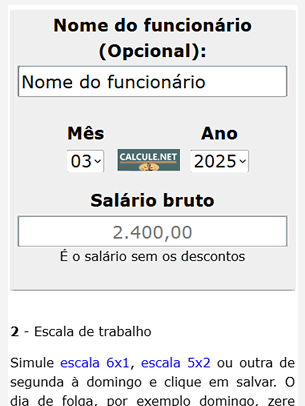 Nome do funcionário e mês para gerar a folha de ponto